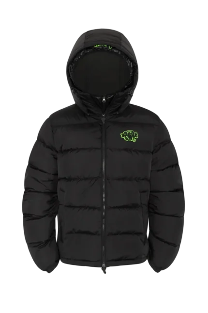 SYNA DOUBLE PUFFER JACKET BLACK / NEON GREEN